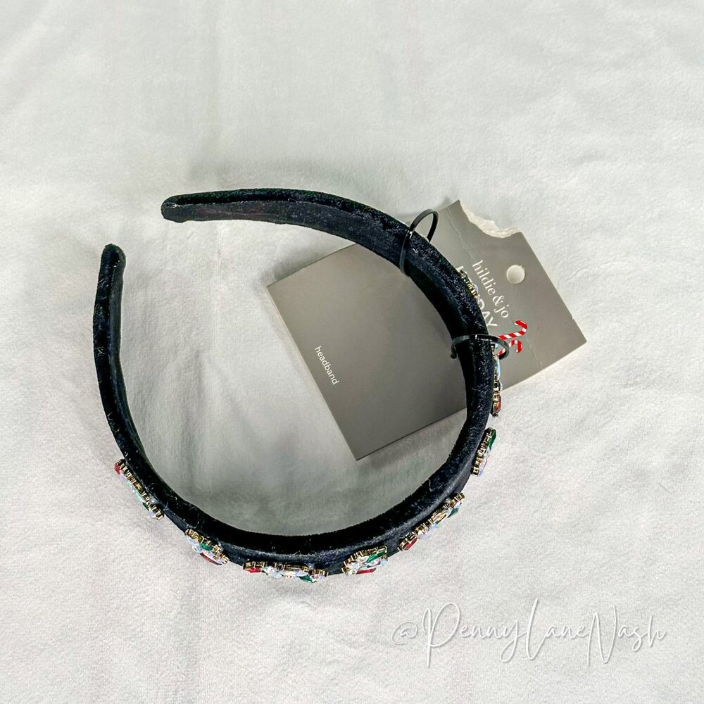 Hildie & Jo Rhinestone Headband in Black Velvet - Picture 2 of 3